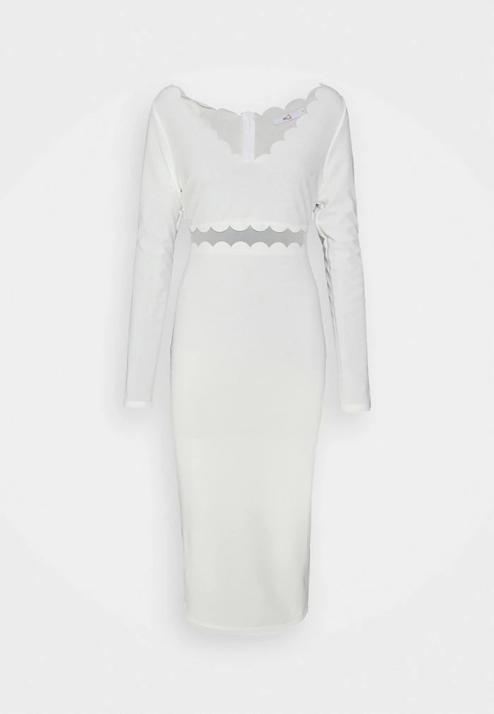 WGXZL WEDDING - RHODE SCALLOP V NECK MESH MIDI DRESS - Cocktail dress / Party dress - white WAL G. WGXZL WEDDING - RHODE SCALLOP V NECK MESH MIDI DRESS - Cocktail Dress / Party Dress - White -WAL G. Sales Store 76f58640ad53415fb8c3de2640a3c123