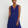 WAL G. DEBBIE BUCKLE SKATER DRESS - Cocktail Dress / Party Dress - Electric Blue