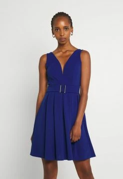 WAL G. DEBBIE BUCKLE SKATER DRESS - Cocktail Dress / Party Dress - Electric Blue