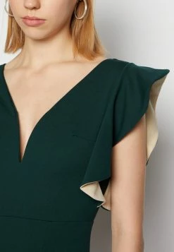 WAL G. V NECK RUFFLE SLEEVE MIDI DRESS - Cocktail Dress / Party Dress - Forest Green/beige -WAL G. Sales Store 7c31822658b946d1b291f47426202bc2