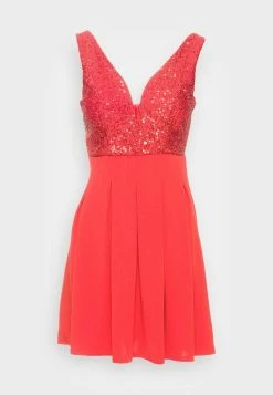 WAL G. PLEATED SEQUIN SKATER DRESS - Cocktail Dress / Party Dress - Red -WAL G. Sales Store 7e9bf9d67c2c453e9af2c5cf0370eb94