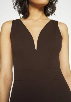 WAL G. V NECK PLUNGE MIDI DRESS - Jersey Dress - Dark Brown 4 WAL G. V NECK PLUNGE MIDI DRESS - Jersey Dress - Dark Brown -WAL G. Sales Store 7f0209b4a9ba4a72b27aa73a84b380de