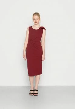 WAL G. ANYA RUCHED MIDI DRESS - Shift Dress - Wine