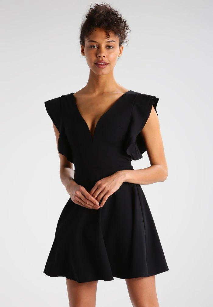 LUCIA RUFFLE SLEEVE SKATER DRESS - Jersey dress - black WAL G. LUCIA RUFFLE SLEEVE SKATER DRESS - Jersey Dress - Black -WAL G. Sales Store 82263e190c16482eb3cbcfeeb0b1c921