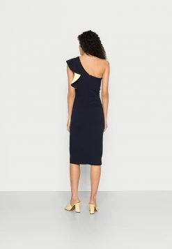 WAL G. ONE SHOULDER RUFFLE MIDI DRESS - Jersey Dress - Navy/yellow -WAL G. Sales Store 854d350ad92042eaa4704a3dbe45e3ba