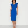 WAL G. CASSIDY FRONT ZIP FRILL MIDI DRESS - Cocktail Dress / Party Dress - Electric Blue