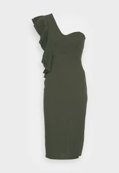 WAL G. KIRA ONE SHOULDER RUFFLE MIDI DRESS - Shift Dress - Khaki Green -WAL G. Sales Store 86283d07b68e42ac8ea2041c69b01a67