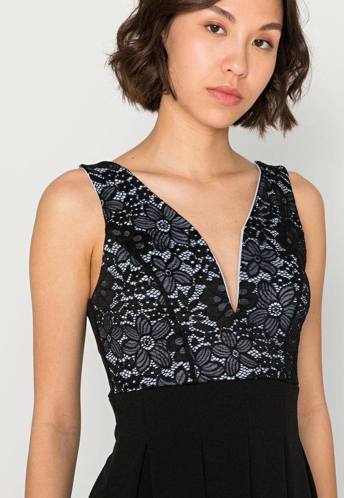 BELLE V NECK LACE SKATER DRESS - Cocktail dress / Party dress - black / cornflower blue WAL G. BELLE V NECK LACE SKATER DRESS - Cocktail Dress / Party Dress - Black / Cornflower Blue -WAL G. Sales Store 87fad4916c4a4048a250692315b50593