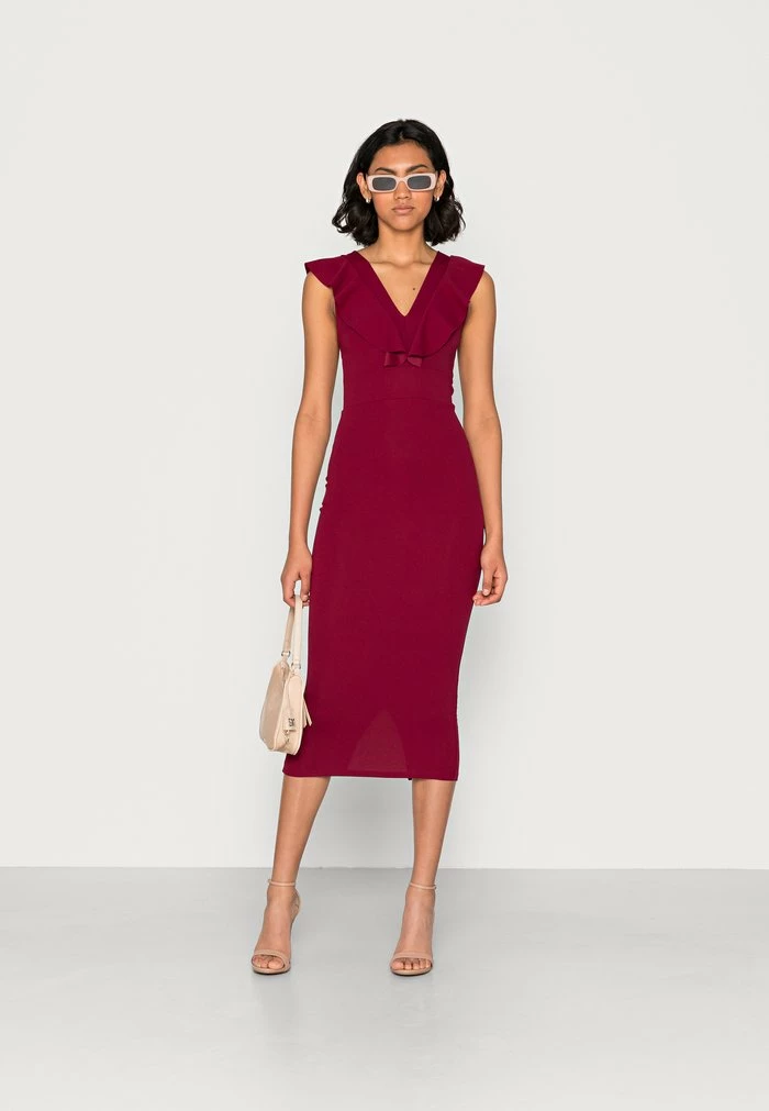 BROOKE FRILL MIDI DRESS - Shift dress - berry wine WAL G. BROOKE FRILL MIDI DRESS - Shift Dress - Berry Wine -WAL G. Sales Store 8b54ba90e61742e09536ba42f50cb54b