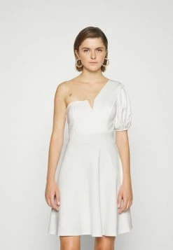 WAL G. ZALORA ONE SLEEVE SKATER DRESS - Jersey Dress - White