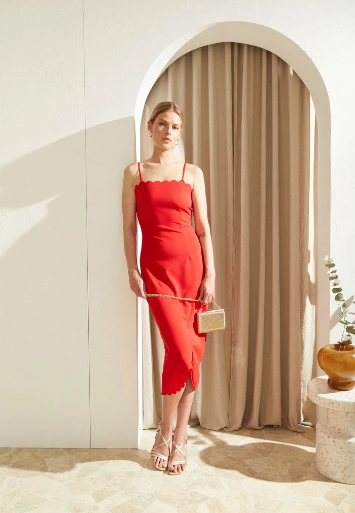 WGXZL WEDDING - ABEL SCALLOP NECK MIDI DRESS - Cocktail dress / Party dress - red WAL G. WGXZL WEDDING - ABEL SCALLOP NECK MIDI DRESS - Cocktail Dress / Party Dress - Red -WAL G. Sales Store 8eee6ba042cf4d5b934b4852c9a1a5c1