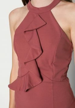 WAL G. SASHA FRILL NECK MIDI DRESS - Jersey Dress - Dusty Rose Pink -WAL G. Sales Store 900e3fab21fd4a11bfa664a471f8ca66