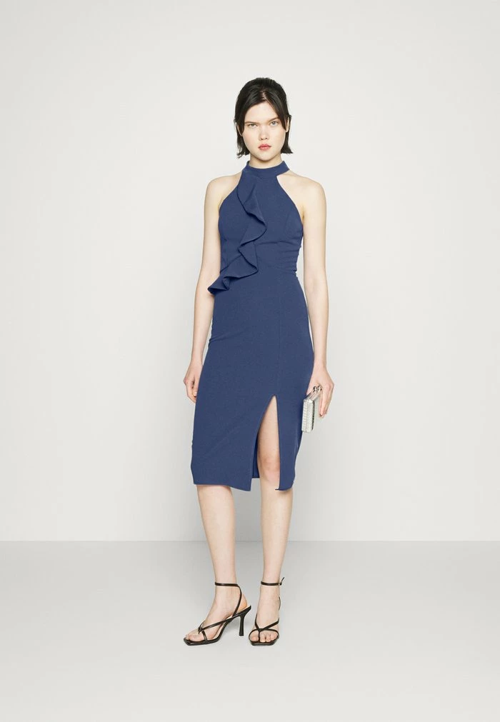 SASHA FRILL NECK MIDI DRESS - Jersey dress - denim blue WAL G. SASHA FRILL NECK MIDI DRESS - Jersey Dress - Denim Blue -WAL G. Sales Store 902542631f3d4ef995a68ddda9772273