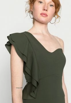 WAL G. KIRA ONE SHOULDER RUFFLE MIDI DRESS - Shift Dress - Khaki Green -WAL G. Sales Store 91a9641bb9b7479b872cc59ef521374a