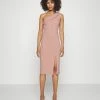 WAL G. DAKOTA ONE SHOULDER FRILL MIDI DRESS - Cocktail Dress / Party Dress - Blush Pink