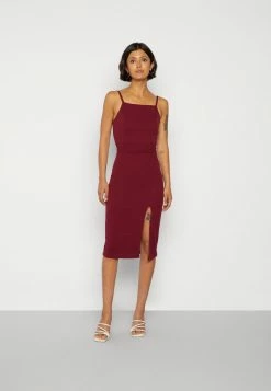 WAL G. STRAPPY SQUARE NECK MIDI DRESS - Shift Dress - Berry Wine