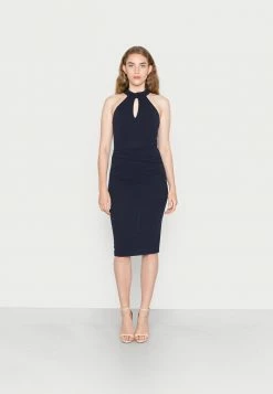 WAL G. STACE HALTER NECK MIDI DRESS - Cocktail Dress / Party Dress - Navy Blue