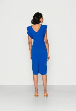 WAL G. CASSIDY FRONT ZIP FRILL MIDI DRESS - Cocktail Dress / Party Dress - Electric Blue -WAL G. Sales Store 9dd480c7e9c244a884a370f5333692c8