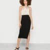 WAL G. MARLA KNOT HALTER MIDI DRESS - Cocktail Dress / Party Dress - Champagne/black