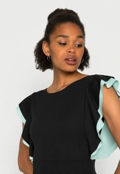 WAL G. KELLY RUFFLE SLEEVE MIDI DRESS - Cocktail Dress / Party Dress - Black/mint 4 WAL G. KELLY RUFFLE SLEEVE MIDI DRESS - Cocktail Dress / Party Dress - Black/mint -WAL G. Sales Store a0cb45db1c07404182eb2abe3020a1a3