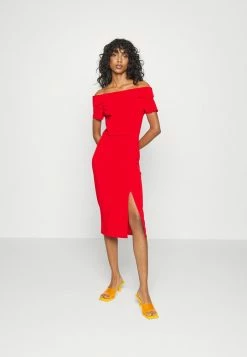 WAL G. LOVE OFF THE SHOULDER MIDI DRESS - Shift Dress - Red