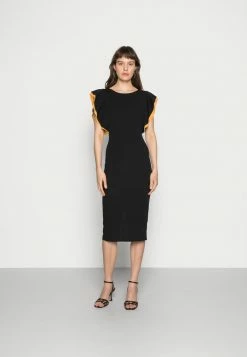 WAL G. KELLY RUFFLE SLEEVE MIDI DRESS - Cocktail Dress / Party Dress - Black