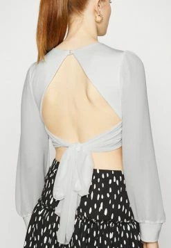 WAL G. WGXZL WEDDING - BESSIE MESH SLEEVE V NECK CROP TOP - Blouse - White -WAL G. Sales Store a322c9afd1d84975a448aceee41d8950