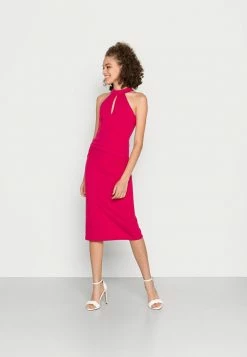 WAL G. STACE HALTER NECK MIDI DRESS - Cocktail Dress / Party Dress - Dark Fushia