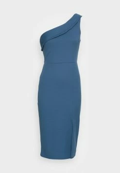 WAL G. DAKOTA ONE SHOULDER FRILL MIDI DRESS - Cocktail Dress / Party Dress - Denim -WAL G. Sales Store a37481c3ec984ba5bf90e0f31de1f5d2