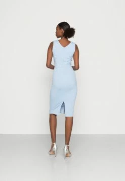 WAL G. MADDISON COLLAR MIDI DRESS - Cocktail Dress / Party Dress - Baby Blue -WAL G. Sales Store a6e54258683947aca4aeeebbe3bad141
