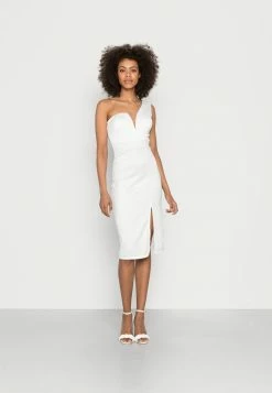 WAL G. GIGI ONE SLEEVE MIDI DRESS - Cocktail Dress / Party Dress - White