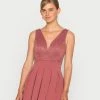 WAL G. V NECK SKATER - Cocktail Dress / Party Dress - Dark Mauve Pink