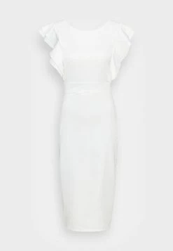 WAL G. DIANA RUFFLE SLEEVE MIDI DRESS - Jersey Dress - White -WAL G. Sales Store acb95bfb40624b3eae5041e7e51f3ae1
