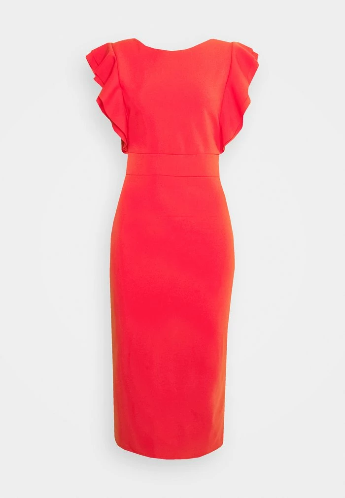 DIANA RUFFLE SLEEVE MIDI DRESS - Jersey dress - coral WAL G. DIANA RUFFLE SLEEVE MIDI DRESS - Jersey Dress - Coral -WAL G. Sales Store ad8edb72a4414230a3400ae5b6eb1b88