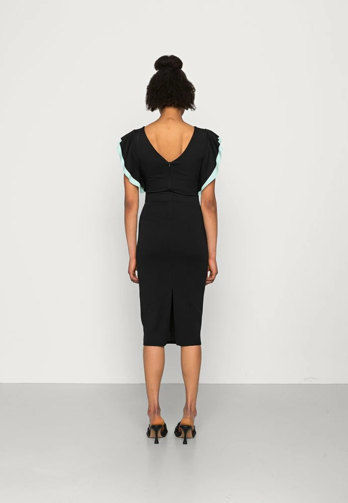 KELLY RUFFLE SLEEVE MIDI DRESS - Cocktail dress / Party dress - black/mint WAL G. KELLY RUFFLE SLEEVE MIDI DRESS - Cocktail Dress / Party Dress - Black/mint -WAL G. Sales Store af56649cc0644198a8081c63510ffe05
