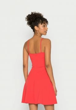 WAL G. V NECK STRAPPY SKATER DRESS - Cocktail Dress / Party Dress - Coral -WAL G. Sales Store af6aaa91562f49799b7a473386813259