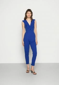 WAL G. LEAH RUFFLE V NECK JUMPSUIT - Jumpsuit - Cobalt Blue