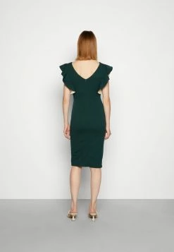 WAL G. V NECK RUFFLE SLEEVE MIDI DRESS - Cocktail Dress / Party Dress - Forest Green/beige -WAL G. Sales Store b131a35d88fe462ca5a3669a12e41f9f