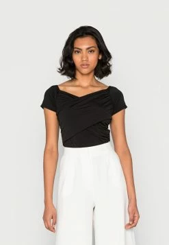 WAL G. HALLIEOFF THE SHOULDER BODY SUIT - Basic T-shirt - Black