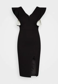 WAL G. V NECK RUFFLE SLEEVE MIDI DRESS - Cocktail Dress / Party Dress - Black/white -WAL G. Sales Store b7c6c6d44fba4bc39c639acb6f109ea5