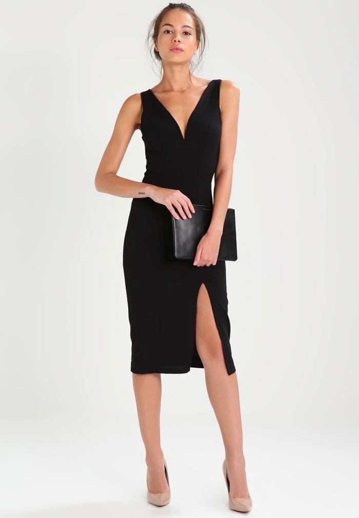 V NECK MIDI - Jersey dress - black WAL G. V NECK MIDI - Jersey Dress - Black -WAL G. Sales Store bc4b6ef8441342e7aeafadad02d66e9d