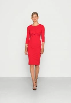 WAL G. ROSICA 3/4 SLEEVE KNOT MIDI DRESS - Shift Dress - Red