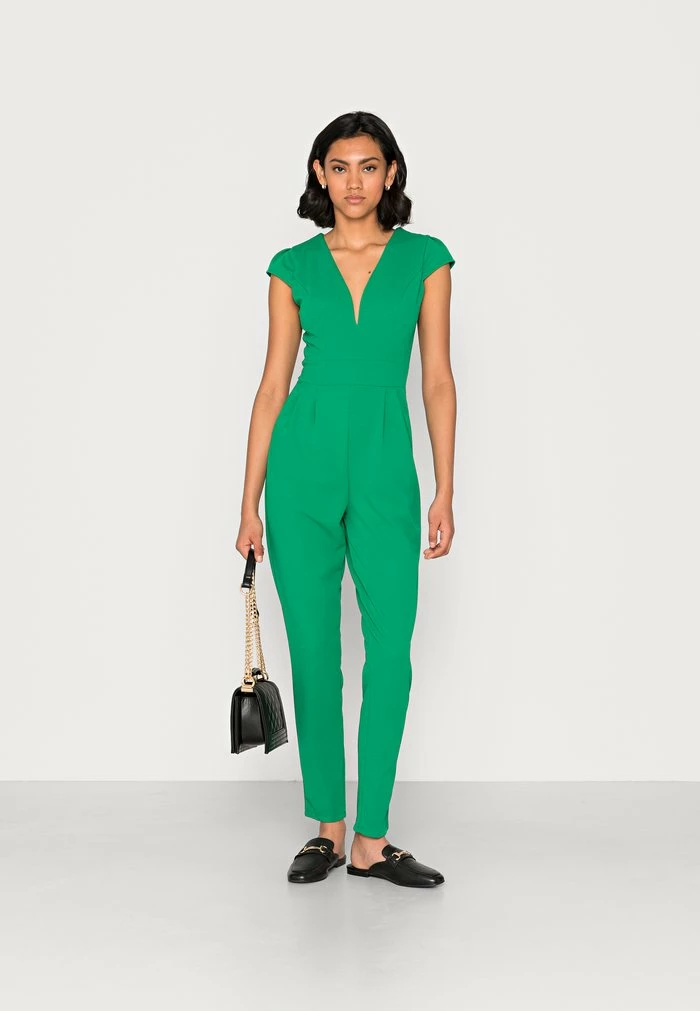 SHORT SLEEVE V NECK - Jumpsuit - leaf green WAL G. SHORT SLEEVE V NECK - Jumpsuit - Leaf Green -WAL G. Sales Store be8711bd1d104df3842ae2377d09b387