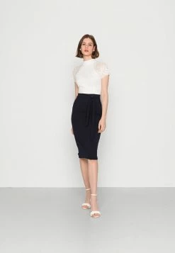 WAL G. DALLAS ROLL NECK MIDI DRESS - Cocktail Dress / Party Dress - Navy/white