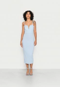WAL G. ANIE V NECK BACK ZIP MIDI DRESS - Shift Dress - Cornflower Blue