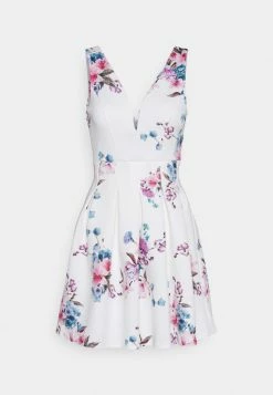 WAL G. WGXZL WEDDING - ELOISE V NECK SKATER DRESS - Jersey Dress - White -WAL G. Sales Store c57ad6d79bc6480081b0df3ae045751f