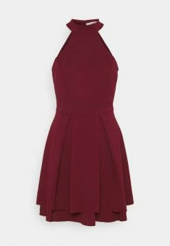 WAL G. CHERYL HALTER NECK SKATER DRESS - Day Dress - Wine