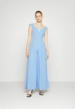 WAL G. WGXZL WEDDING - TEO V NECK WIDE LEG BOW JUMPSUIT - Jumpsuit - Cornflower Blue