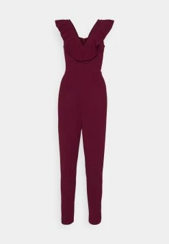 WAL G. LEAH RUFFLE V NECK JUMPSUIT - Jumpsuit - Berry Wine -WAL G. Sales Store c95c2924e7884a88ab81955412ac789b