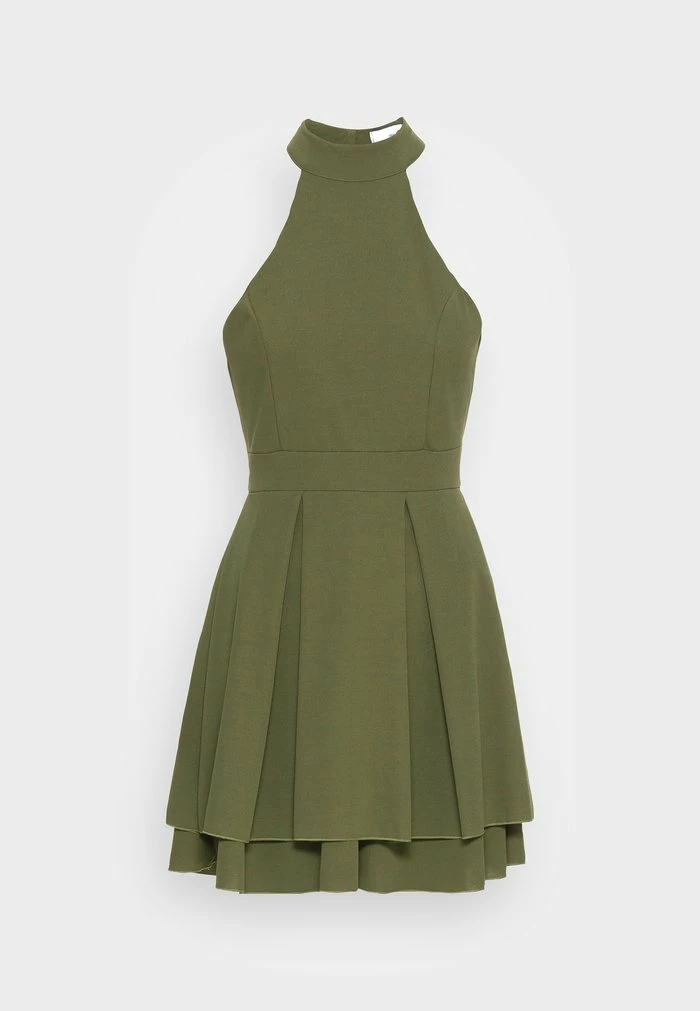 CHERYL HALTER NECK SKATER DRESS - Day dress - olive green WAL G. CHERYL HALTER NECK SKATER DRESS - Day Dress - Olive Green -WAL G. Sales Store cb1d9b21361c4f5ab66a944f52c223b9